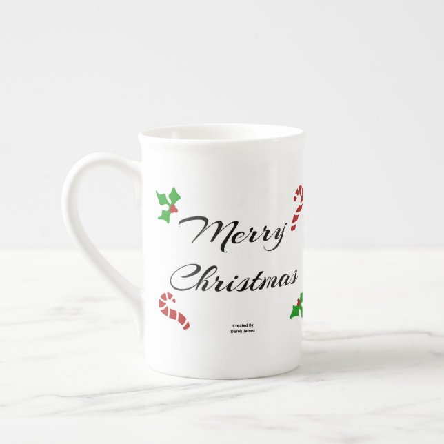 Christmas Wishes Bone China Mug (Left)