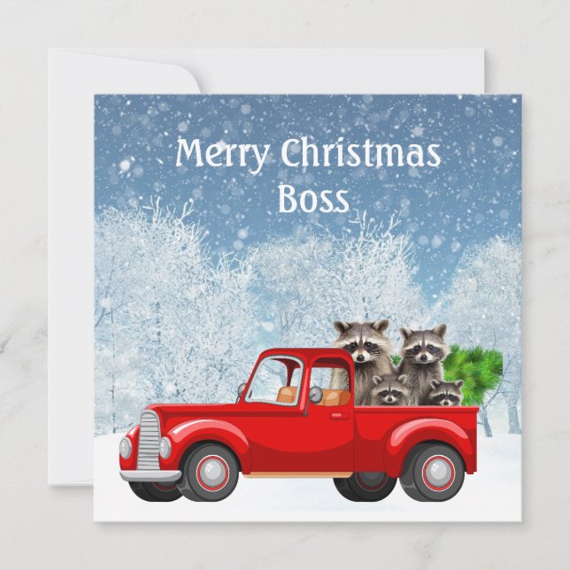 Christmas Wishes Boss Whole Load of Raccoons Holiday Card (Front)