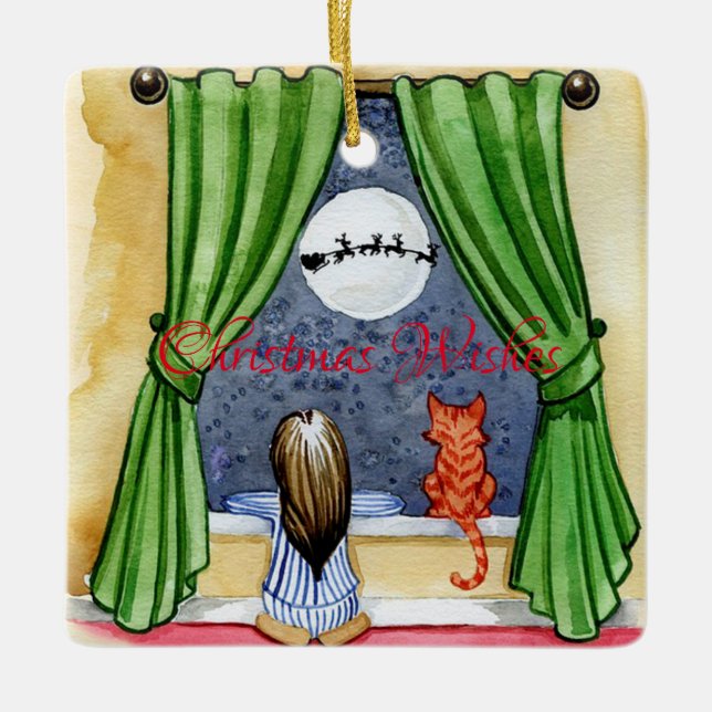 Christmas Wishes Ceramic Tree Decoration (Front)