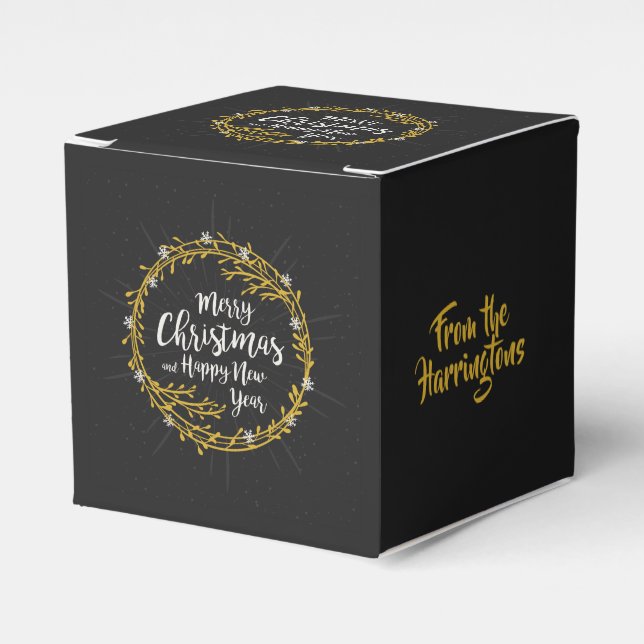 Christmas Wishes custom name favour box (Front Side)