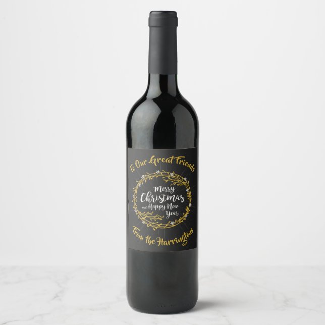 Christmas Wishes custom text bottle labels (Front)