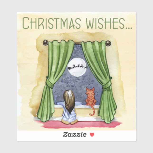 Christmas Wishes Cute Child & Kitty Cat Xmas (Sheet)