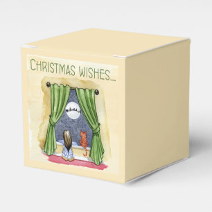 Christmas Wishes Cute Child & Kitty Cat Xmas Favour Box