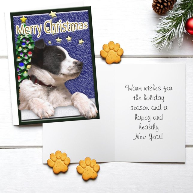 Christmas Wishes Cute Puppy Custom Inside Greeting Holiday Card (Christmas card inside template greeting)