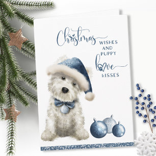 Christmas Wishes, Cute Westie Puppy Fun Christmas Card