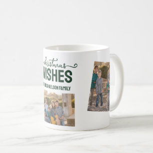 Christmas Wishes Dark Green 3 Photo Coffee Mug