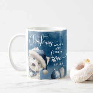 Christmas Wishes, Dog Lover Christmas Gift, Blue Coffee Mug