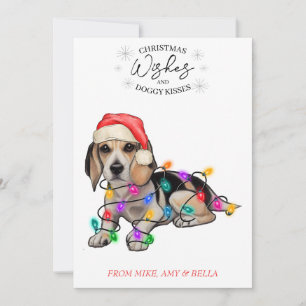 Christmas Wishes Dog Puppy Kisses Cute Pet Custom Holiday Card