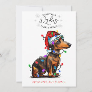 Christmas Wishes Dog Puppy Kisses Cute Pet Custom Holiday Card