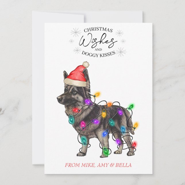 Christmas Wishes Dog Puppy Kisses Cute Pet Custom Holiday Card (Front)