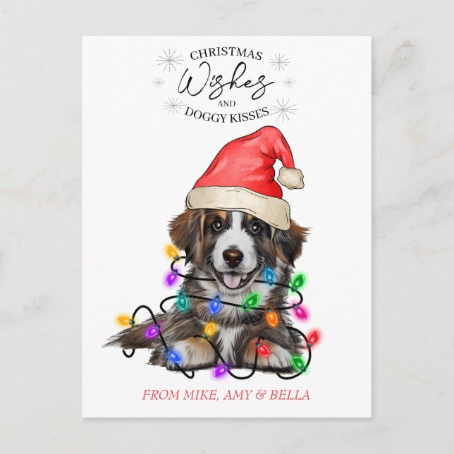 Christmas Wishes Dog Puppy Kisses Cute Pet Custom Postcard (Front)