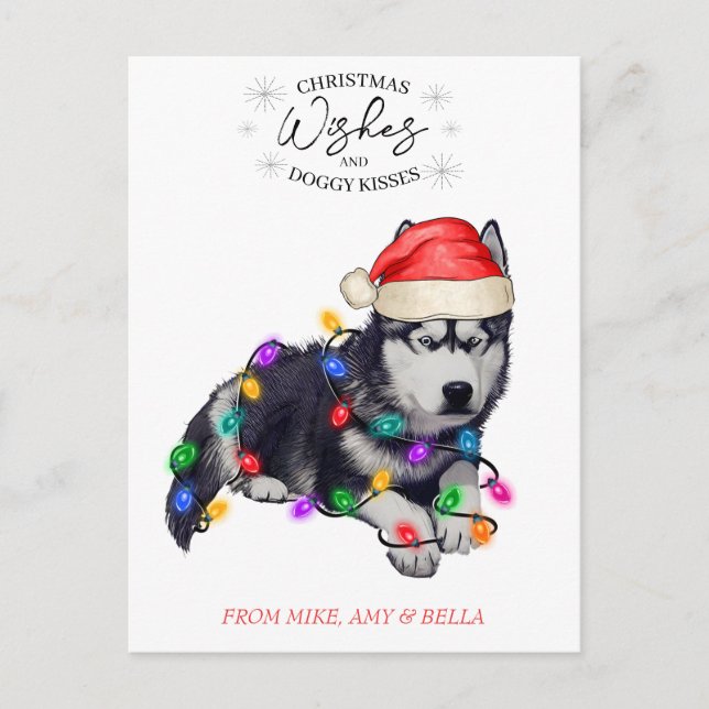 Christmas Wishes Dog Puppy Kisses Cute Pet Custom Postcard (Front)