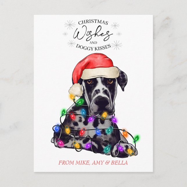 Christmas Wishes Dog Puppy Kisses Cute Pet Custom Postcard (Front)