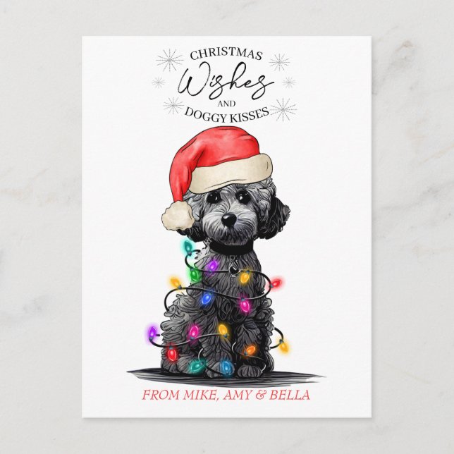 Christmas Wishes Dog Puppy Kisses Cute Pet Custom Postcard (Front)
