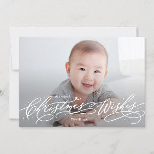 Christmas Wishes Editable Colour Holiday Photo Car Card