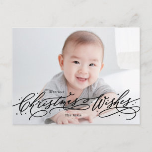 Christmas Wishes Editable Colour Holiday Postcard