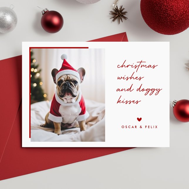 Christmas Wishes Family Pet Dog Puppy Christmas Holiday Card (Creator Uploaded)