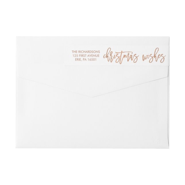 Christmas Wishes | Faux Rose Gold with Photo Wrap Around Label (Back)