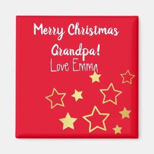 Christmas Wishes For Grandpa With Gold Stars Magnet