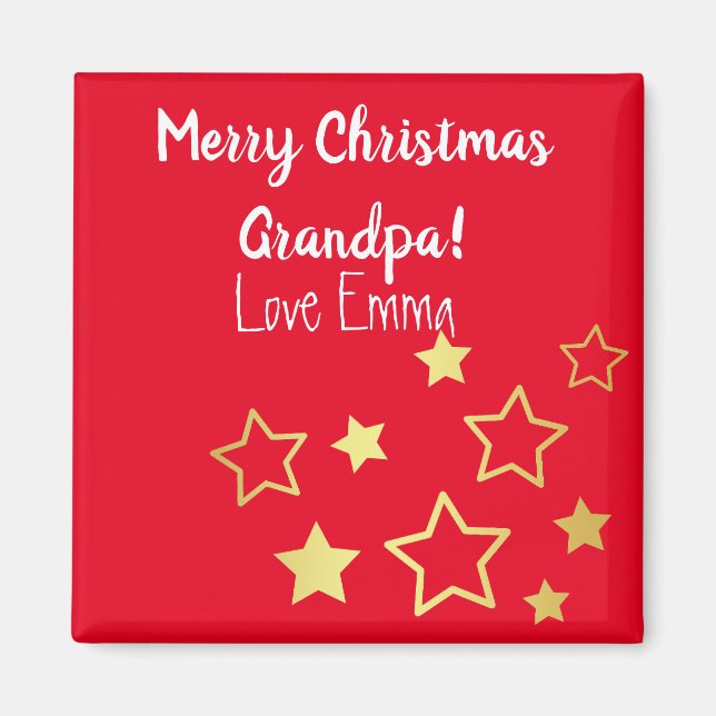 Christmas Wishes For Grandpa With Gold Stars Magnet (Front)