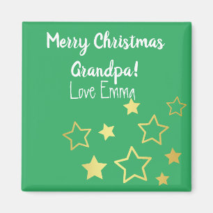 Christmas Wishes For Grandpa With Gold Stars Magnet