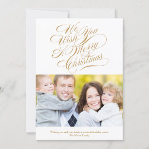 Christmas Wishes   Gold/White Holiday Card