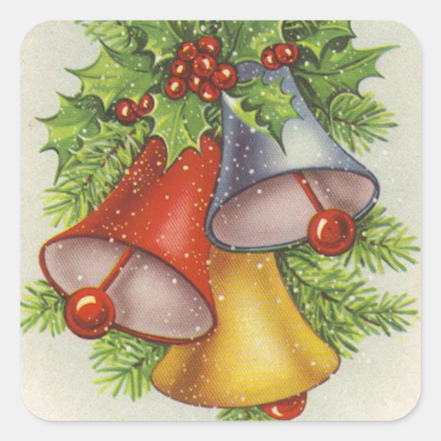 Christmas Wishes Jingle Bells Square Sticker (Front)