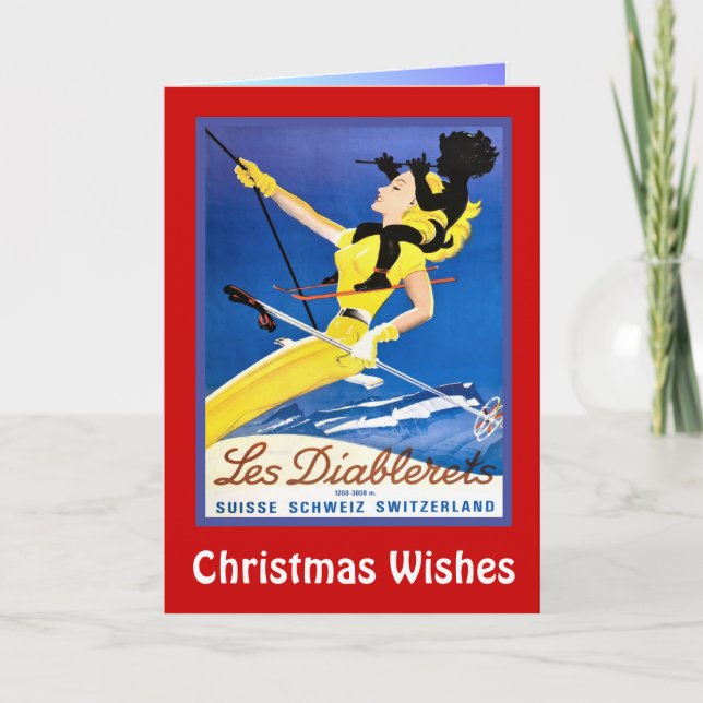 Christmas Wishes,Les diablerets, Switzerland Holiday Card (Front)