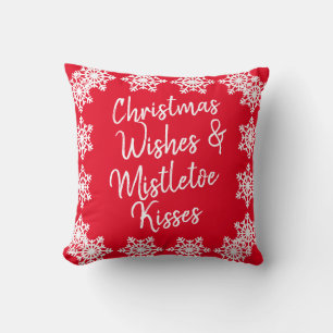 Christmas Wishes Mistletoe Kisses Family Memory Cushion