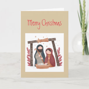 Christmas Wishes Nativity Peace Love Joy  Holiday Card