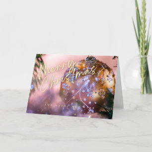 Christmas wishes on a pink ornament background #10 thank you card