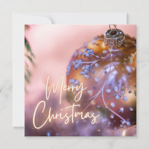 Christmas wishes on a pink ornament background #6 holiday card