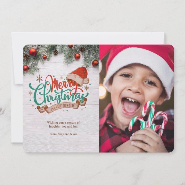 Christmas Wishes Photo Holiday Card (Front)