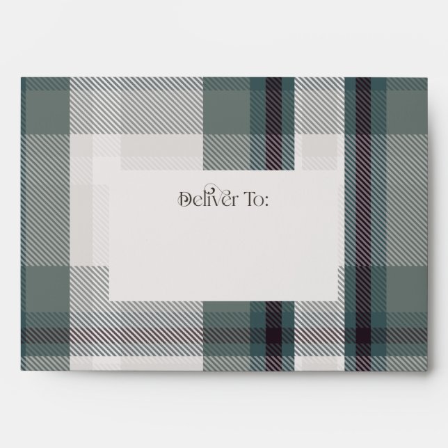Christmas Wishes Plaid Exterior Holiday Card Envelope (Front)