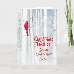 Christmas Wishes Red Cardinal for Doctor Holiday Card