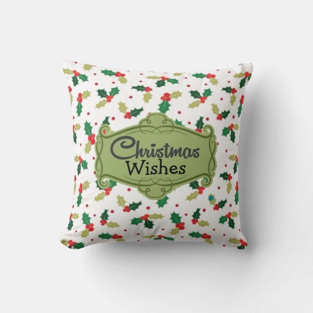 Christmas Wishes Reversible Throw Pillow (Front)