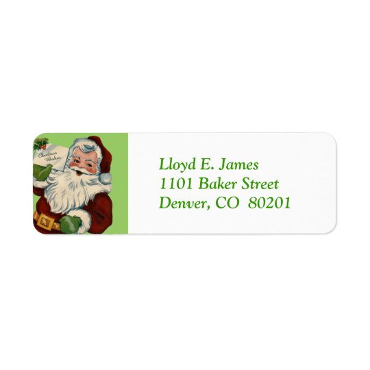 Christmas Wishes Santa Claus Return Address Label