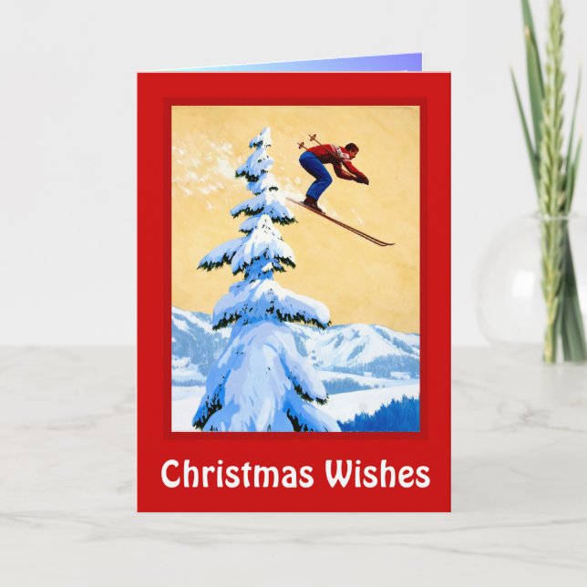 Christmas Wishes, Ski jumping Holiday Card (Front)