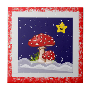 Christmas Wishes, snowing days Ceramic Tile
