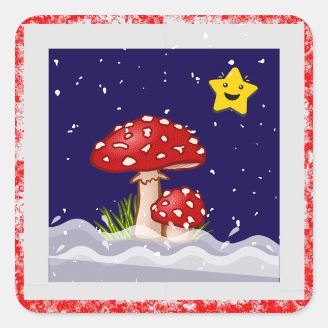 Christmas Wishes, snowing days Square Sticker (Front)