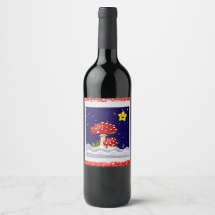 Christmas Wishes, snowing days Wine Label