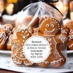 Christmas Wishes Sweet Treats by Name Favour Classic Round Sticker<br><div class="desc">Christmas Wishes Sweet Treats by Name Favour.  Perfect for your homemade festive bakes,  or anything you have lovingly made for your recipients. A simplistic fully customisable typography design in black and white or change text and background Colours to any of your choice via edit further. Easily personalise the text.</div>