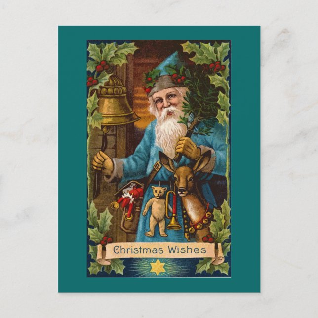 Christmas Wishes Vintage Holiday Art Postcard (Front)