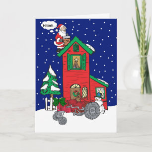 Christmas Wishes Vintage Tractor Card