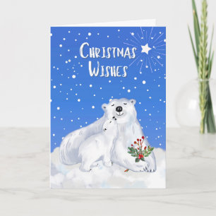 Christmas Wishes with Baby Polar Bear and Mother Card
