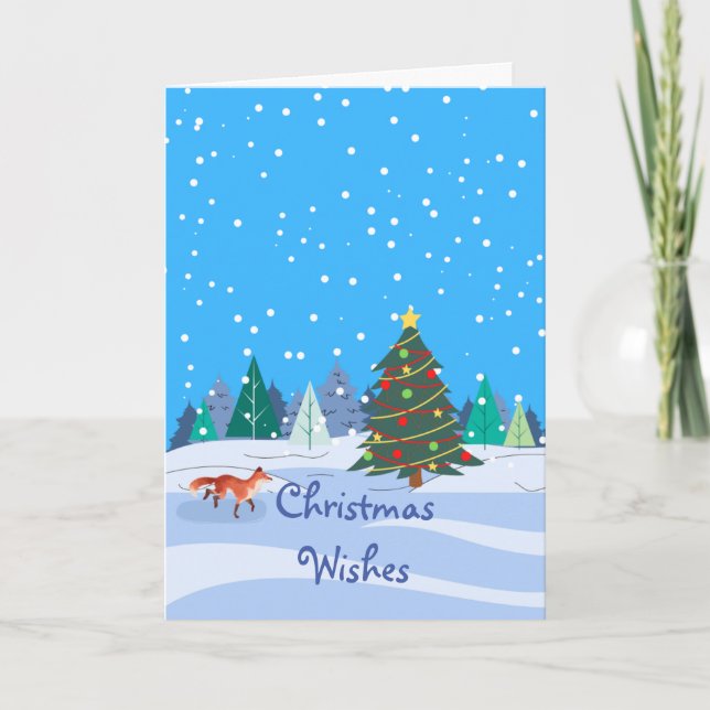 Christmas Wishes with Fox.and Christmas Tree Card (Front)