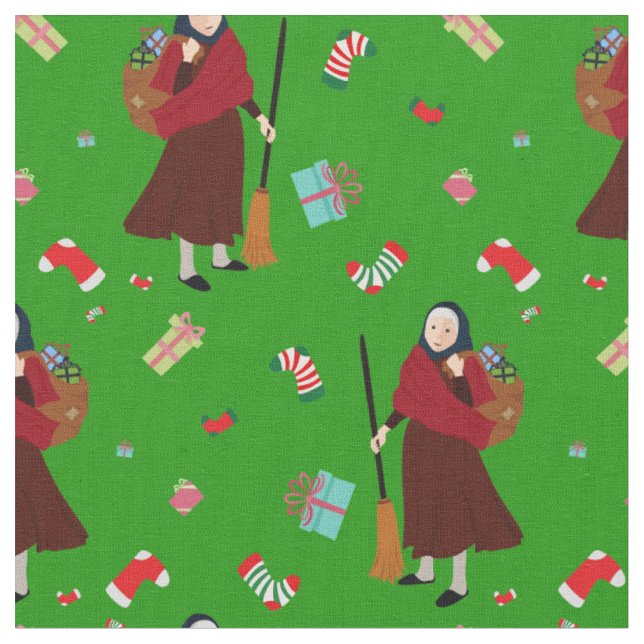 christmas Witch Befana fabric (Close Up)