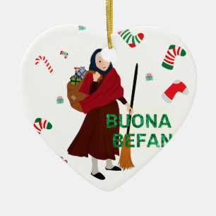 christmas Witch buona Befana Ceramic Tree Decoration