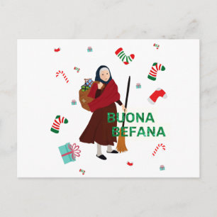 christmas Witch buona Befana Holiday Postcard