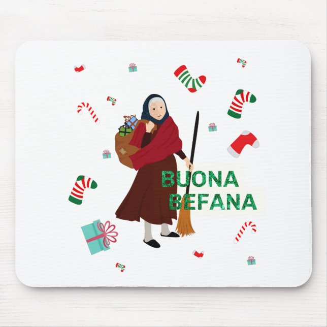 christmas Witch buona Befana Mouse Pad (Front)